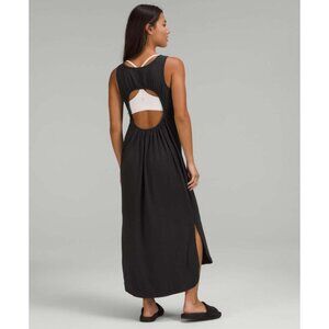 Lululemon Pima Cotton Open-Back Midi Dress Black Stretchy
